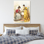 vrouwen Drink Antiek doek op wijn Canvas Afdruk (Insitu (Slaapkamer))