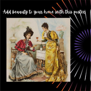 vrouwen Drink Antiek Poster van wijn Perfect Poster