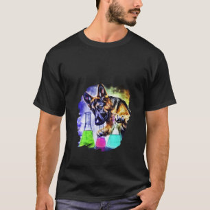 Vrouwen Duitse Herder Mad Scientist Chemicals Che T-shirt