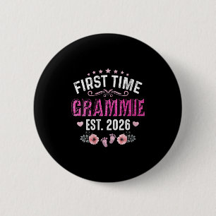 Vrouwen eerste keer Grammie Est. 2026 Funny Floral Ronde Button 5,7 Cm