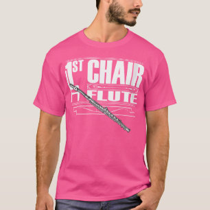 Vrouwen eerste stoel fluit een bandlid en orkest t-shirt
