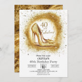 Vrouwen Elegant Digitaal Goud 40e Verjaardag Kaart (Voorkant / Achterkant)