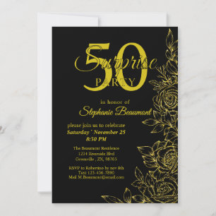 Vrouwen Elegant Golden Roos Flower 50ste verjaarda Kaart