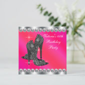 Vrouwen Elegant Hot Pink 40ste Verjaardag Party Kaart (Staand voorkant)