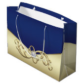 Vrouwen Elegant Royal Blue Gold Groot Cadeauzakje (Achterkant Gekanteld)