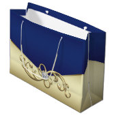 Vrouwen Elegant Royal Blue Gold Groot Cadeauzakje (Voorkant Gekanteld)