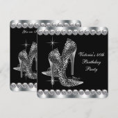 Vrouwen Elegant Zwart Verjaardagsfeest Kaart (Voorkant / Achterkant)