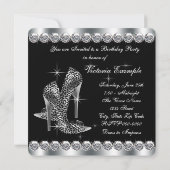 Vrouwen Elegant Zwart Verjaardagsfeest Kaart (Achterkant)