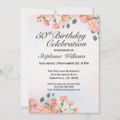 Vrouwen Elegante Bloemen 50ste Verjaardag Viering Kaart (Voorkant)