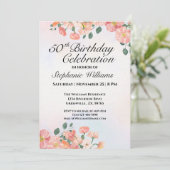Vrouwen Elegante Bloemen 50ste Verjaardag Viering Kaart (Staand voorkant)