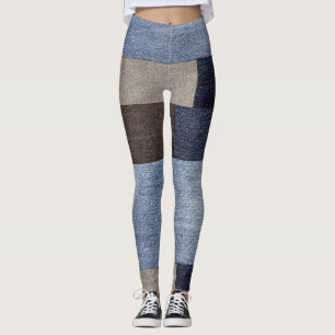 Vrouwen Elegante Kleurrijke Patchwork Nep Denim Br Leggings