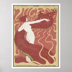 Vrouwen en slangen - Art Nouveau - Jugend Art Poster