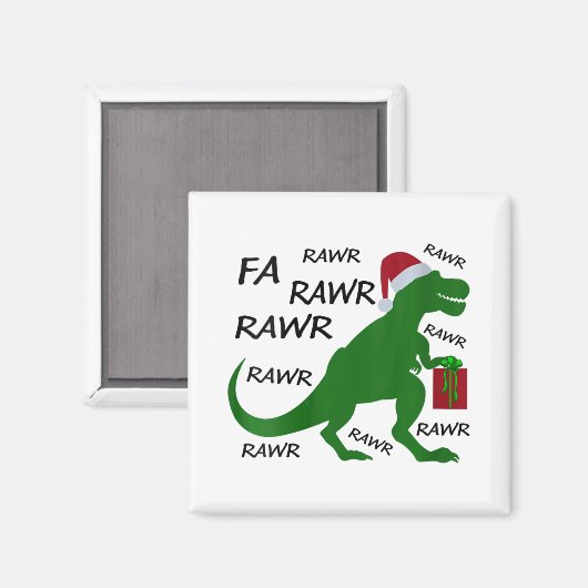 Vrouwen Fa Rawr Dinosaur T-rex kerstfeest Santa T- Magneet (Voorkant / Achterkant)