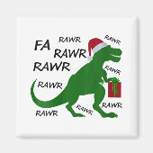 Vrouwen Fa Rawr Dinosaur T-rex kerstfeest Santa T- Magneet (Voorkant)