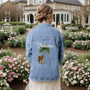 Vrouwen Fabulous Wild Tiger Palm Tree Denim Jacket