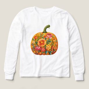 Vrouwen Folk Art Pumpkin T-shirt – Symmetrisch