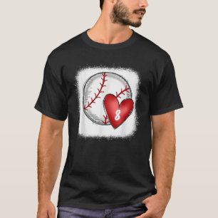 Vrouwen gebleekt Custom Baseball Mom Nummer 8 Hart T-shirt