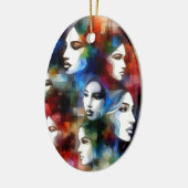 vrouwen geconfronteerd met abstracte waterverven p keramisch ornament (Links)