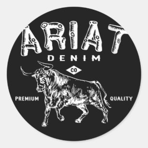 Vrouwen  geïnspireerd Shirt, Ariat Denim Bull, W Ronde Sticker