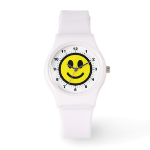 Vrouwen Gelukkig Gezicht Sportief Wit Silicon Horl Horloge