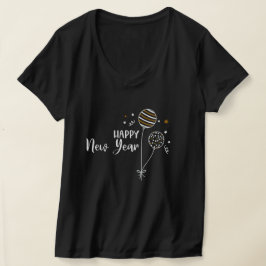 Vrouwen Gelukkig Nieuwjaar V-hals T-shirt