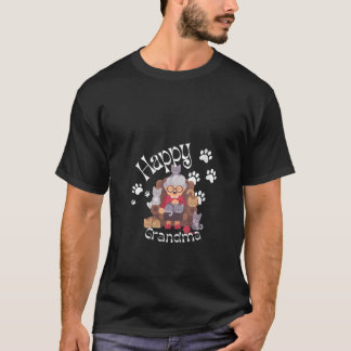 Vrouwen Gelukkige Oma Met Veel Kleine Katten V Ne T-shirt