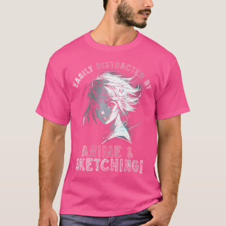 Vrouwen gemakkelijk afgeleid door anime en schetse t-shirt