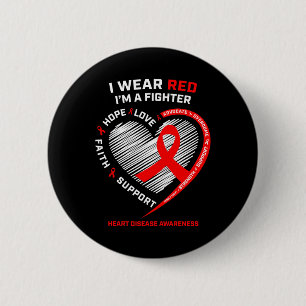 Vrouwen Geschenken Strijder Red Fighter Heart Dise Ronde Button 5,7 Cm