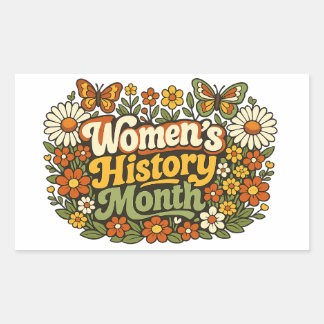Vrouwen Geschiedenis Maand Retro 70s Bloemrijke Gr Rechthoekige Sticker