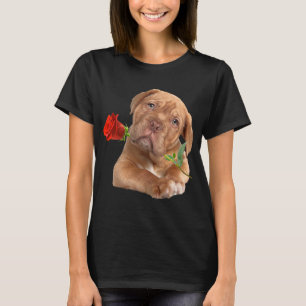 Vrouwen geven Roos Dog Happy Valentine Dag T-shirt