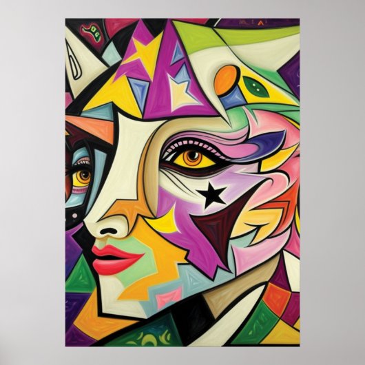 Vrouwen Gezicht Art Wall Poster (Voorkant)