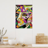 Vrouwen Gezicht Art Wall Poster (Keuken)