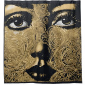 Vrouwen gezicht Goud Modern Douchegordijn (Voorkant)