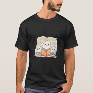 Vrouwen Ghost Family Het lezen van een boek Boeken T-shirt
