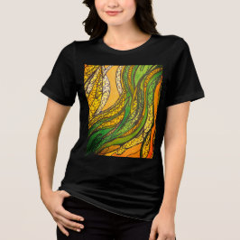 Vrouwen "Golden Green Silk Harvest" Tri-Blend Shirt