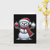 Vrouwen Golfbal Sneeuwman Grappig Vrolijke Kerstda Kaart (Gele Bloem)