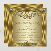 Vrouwen Gouden Diamanten Glam Verjaardagsfeest Kaart (Voorkant / Achterkant)