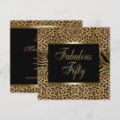 Vrouwen Gouden Luipaard Zebra 50ste Verjaardagsfee Kaart (Voorkant / Achterkant)