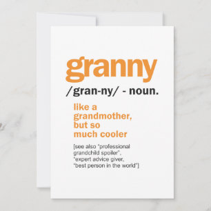 Vrouwen Granny Definition Grandma Gift Bedankkaart