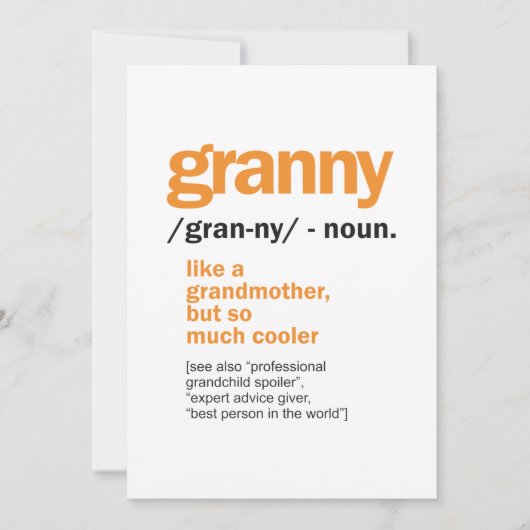 Vrouwen Granny Definition Grandma Gift Kaart (Voorkant)