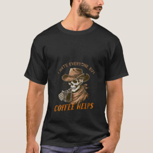 Vrouwen Grappig Halloween Koffie Liefhebber Skelet T-shirt