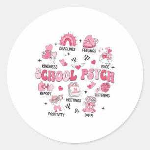 Vrouwen Groovy School Psycholoog Retro Valentijnse Ronde Sticker