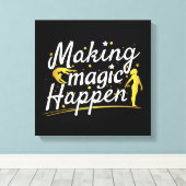 Vrouwen Gymnastiek Making Magic Happen Quote Canvas Afdruk (Insitu (Houten vloer))