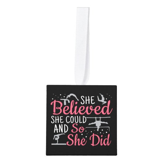 Vrouwen gymnastiek - ze geloofde dat ze kon kubus ornament (Voorkant)