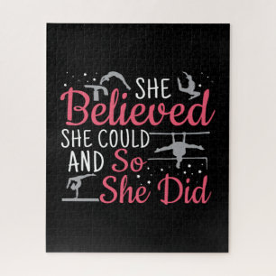 Vrouwen gymnastiek - ze geloofde dat ze kon legpuzzel