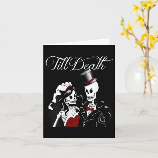 Vrouwen Halloween Bruiloft Gotische bruid bruidego Kaart (Gele Bloem)