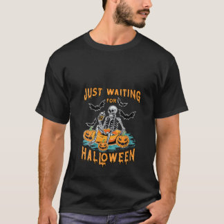 Vrouwen Halloween Summer Skeleton Wachten op Spook T-shirt