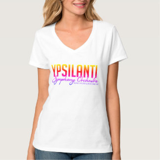 Vrouwen hals kleur logo op wit t-shirt