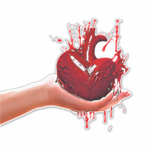 vrouwen hand houden bloederige Hart gothic Art Sticker