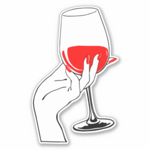 Vrouwen hand houden wijnglas kunst sticker